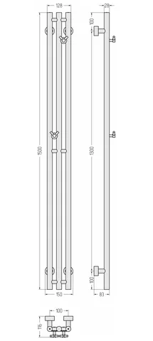 Полотенцесушитель, Сунержа, Терция PRO, шгв 150*116*1500, цвет-золотой шёлк — изображение 1