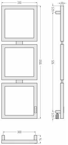 Полотенцесушитель, Сунержа, Этюд E, шгв 330*74*1050, справа, цвет-золотой шёлк — изображение 1