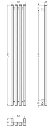 Полотенцесушитель, Сунержа, Сатерленд 4.0, шгв 180*84*1208, нижнее справа, цвет-золотой шёлк — изображение 1