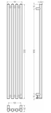 Полотенцесушитель, Сунержа, Кантата 4.0, шгв 191*82*1207, нижнее справа, цвет-золотой шёлк — изображение 1