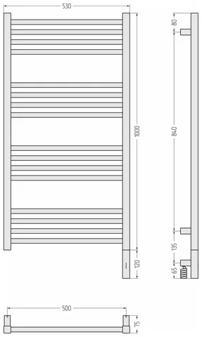 Полотенцесушитель, Сунержа, Модус 3.1, шгв 530*75*1120, справа, МЭМ, цвет-золотой шёлк — изображение 1