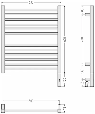 Полотенцесушитель, Сунержа, Модус 3.1, шгв 530*75*720, справа, МЭМ, цвет-золотой шёлк — изображение 1