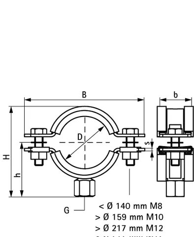 Хомут, BIS HD1501, M16, 315-325 мм, с epdm (BUP) (ст.арт. 33163325) — изображение 1