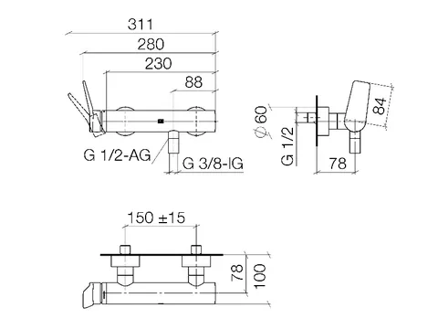 Смеситель для душа, Dornbracht, Lissé, цвет-хром — изображение 1