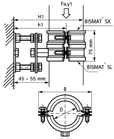 Крепление опорное, BISMAT 1000 GA, DN-125, чёрный — изображение 1