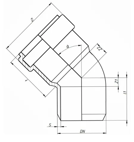 Отвод, Ostendorf, Skolan Safe, SKB, 87°, 200, PP-MD, цвет-RAL 7035 светло-серый — изображение 1