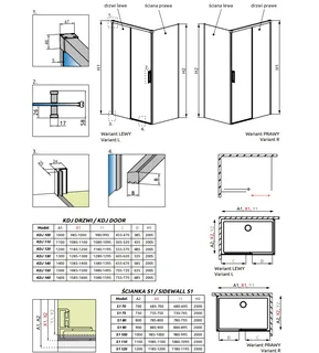 Дверь, Radaway, Idea KDJ, шв 1500*2005, петли-справа, хром, цвет стекла-прозрачный, Easy Clean — изображение 1
