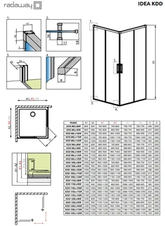 Дверь, Radaway, Idea KDD, шв 900*2005, петли-справа, черный матовый, цвет стекла-прозрачный, Easy Clean — изображение 1