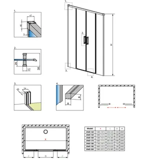 Дверь, Radaway, Idea DWD, шв 1700*2005, петли-универсальные (слева или справа), черный, цвет стекла-прозрачный, Easy Clean — изображение 1