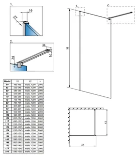 Душевая перегородка, Radaway, Modo X II, шв 1100*2000, черный, цвет стекла-Frame, Easy Clean — изображение 1