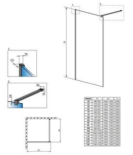 Душевая перегородка, Radaway, Modo X II, шв 1500*2000, цвет фурнитуры-черный матовый, цвет стекла-Frame, Easy Clean — изображение 1