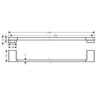 Полотенцедержатель, Hansgrohe, AddStoris, шгв 648*70*32, цвет-полированное золото — изображение 1