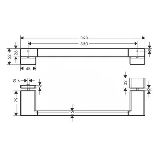 Ручка-полотенцедержатель, Hansgrohe, AddStoris, шгв 398*79*52, цвет-шлифованный черный хром — изображение 1