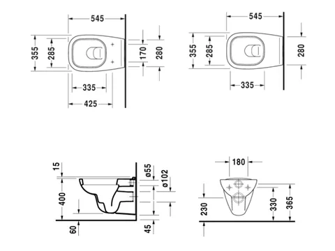 Унитаз, Duravit, D-Code, подвесной, шгв 355*545*355, цвет-белый — изображение 1