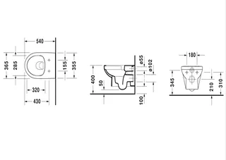 Унитаз, Duravit, Durastyle, подвесной, шгв 365*540*350, цвет-белый — изображение 1
