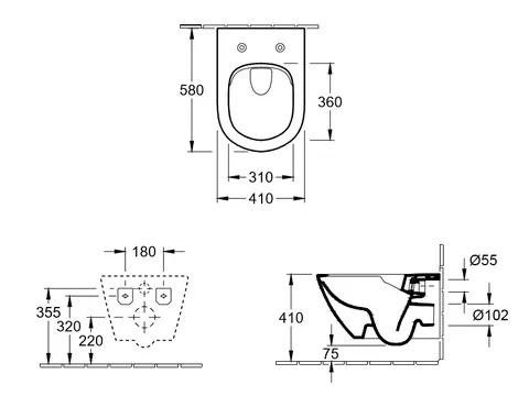 Унитаз, Villeroy&Boch, Subway 2.0, подвесной, шгв 410*580*335, цвет-альпийский белый — изображение 1