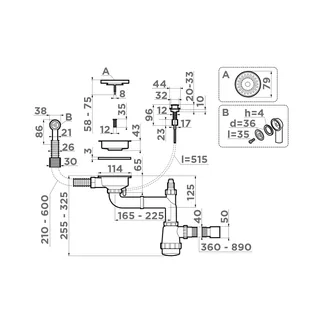 Слив-перелив, OMOIKIRI, WK-1CL-R-AB022-A, для одночашевых моек, цвет-античная латунь — изображение 1