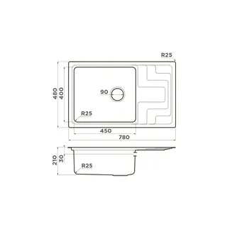 Мойка, OMOIKIRI, Mizu, шгв 780*480*210, отверстия для смесителя-отсутствуют, цвет-нержавеющая сталь — изображение 1