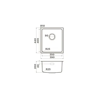 Мойка, OMOIKIRI, Tadzava, шгв 390*440*200, отверстия для смесителя-отсутствуют, цвет-вороненая сталь — изображение 1