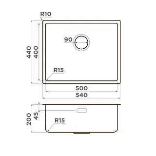 Мойка, Omoikiri, Tadzava Ultra, шгв 540*440*200, отверстия для смесителя-отсутствуют, цвет-вороненая сталь — изображение 1