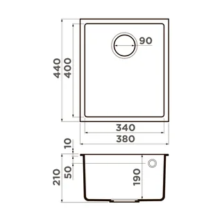 Мойка, OMOIKIRI, Bosen, шгв 380*440*210, отверстия для смесителя-отсутствуют, цвет-Leningrad Grey — изображение 1