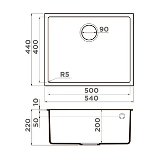 Мойка, OMOIKIRI, Bosen, шгв 540*440*220, отверстия для смесителя-отсутствуют, цвет-Leningrad Grey — изображение 1