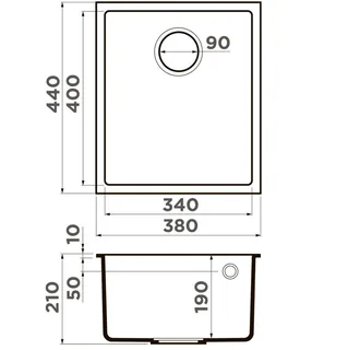 Мойка, Omoikiri, Bosen, шгв 380*440*210, отверстия для смесителя-отсутствуют, цвет-Espresso — изображение 1