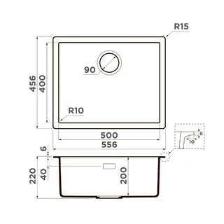 Мойка, Omoikiri, Yamakawa, шгв 556*456*220, отверстия для смесителя-отсутствуют, цвет-белый — изображение 1