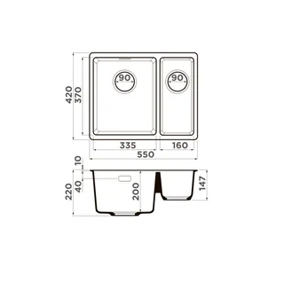 Мойка, Omoikiri, Kata, шгв 550*420*220, отверстия для смесителя-отсутствуют, цвет-espresso — изображение 1