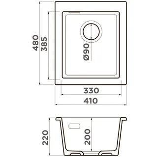 Мойка, Omoikiri, Omishima, шгв 410*480*220, отверстия для смесителя-отсутствуют, цвет-чёрный — изображение 1