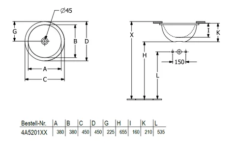 Раковина, Villeroy&Boch, Loop&Friends, шгв 380*380*210, отверстия для смесителя-отсутствуют, цвет-альпийский белый — изображение 1