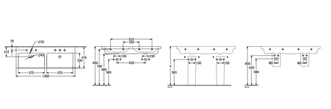 Раковина, Villeroy&Boch, Subway 3.0, шгв 1300*475*165, отверстия для смесителя-2, цвет-альпийский белый — изображение 1