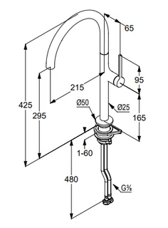Смеситель для кухни, Kludi, REEF, цвет-бронза брашированная — изображение 1