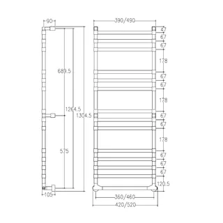 Полотенцесушитель, Margaroli, Sole, шгв 520*105*1304.5, Box, цвет-Matt Old Brass — изображение 1