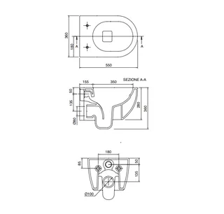 Унитаз, Scarabeo, Glam, подвесной, шгв 360*550*280, цвет-Sand matt — изображение 1