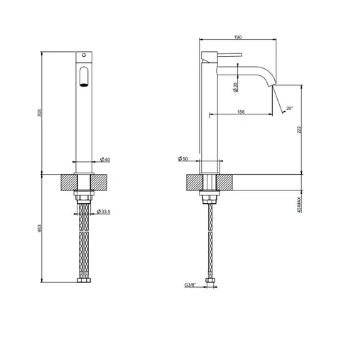 Смеситель для раковины, Gessi, 316 Flessa, цвет-Black Metal Brushed PVD — изображение 1