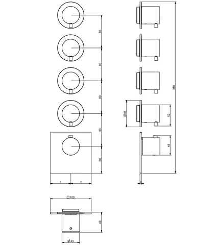 Смеситель для душа, Gessi, 316 Bath-Shower, на 4 потребителя, цвет-Black Metal Brushed PVD — изображение 1