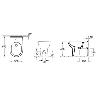 Биде, Villeroy&Boch, O'Novo, напольный, шгв 360*560*400, цвет-альпийский белый — изображение 1