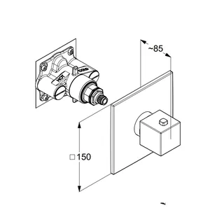 Смеситель для душа, Kludi, Decus, на 1 потребитель, настенный встраиваемый, цвет-Brushed Gold — изображение 1