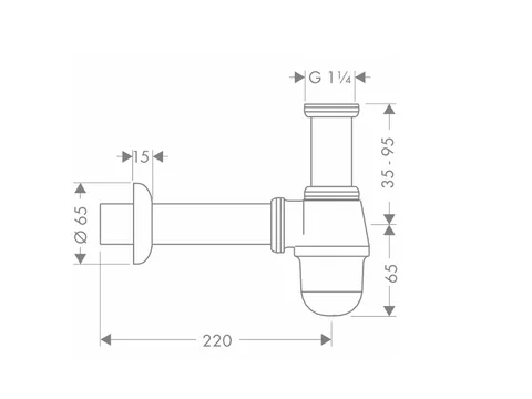 Сифон, Hansgrohe, для биде, стакан, 1 1/4", цвет-хром — изображение 1