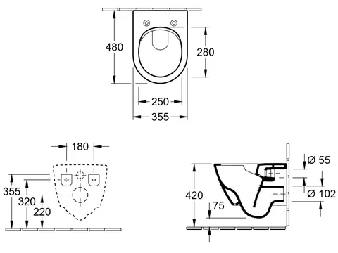Унитаз, Villeroy&Boch, Subway 2.0, подвесной, шгв 355*480*345, цвет-альпийский белый — изображение 1