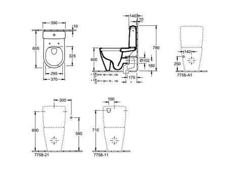 Унитаз, Villeroy&Boch, Avento, напольный, шгв 370*640*400, CeramicPlus, цвет-альпийский белый — изображение 1