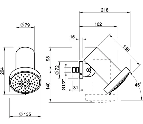 Верхний душ, Gessi, Spotwater, 135, цвет-Nickel PVD — изображение 1