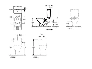 Сливной бачок, Villeroy&Boch, O'Novo, шг,мм-385*180, цвет-альпийский белый ceramicplus — изображение 1