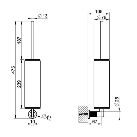 Ёршик, Gessi, Inciso, шгв 76*105*475, цвет колбы-черный, цвет-Finox Brushed Nickel — изображение 1