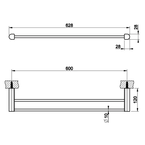 Полотенцедержатель, Gessi, Rilievo, шгв 628*120*28, цвет-Finox Brushed Nickel — изображение 1
