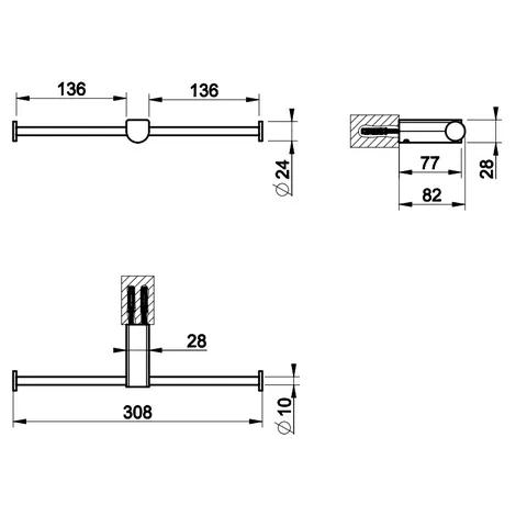 Бумагодержатель, Gessi, Rilievo, шгв 308*82*28, цвет-Finox Brushed Nickel (старый арт. 59415/149) — изображение 1