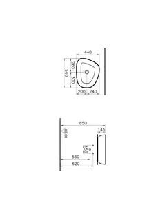 Раковина, Vitra, Outline, шгв 560*440*145, отверстия для смесителя-отсутствуют, VitrA Clean, цвет-белый — изображение 1