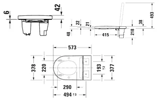 Сиденье для унитаза с функцией биде, Duravit, SensoWash® Starck F Lite, шг 378*573, HygieneGlaze, цвет-белый (стар. аналог арт. 612001012002310) — изображение 1