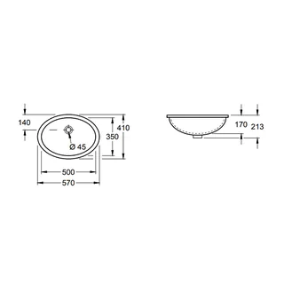 Раковина, Villeroy&Boch, Evana, шг 500*350, отверстия для смесителя-отсутствуют, CeramicPlus, цвет-альпийский белый — изображение 1